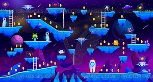 Arcade space planet, game level map interface - vector image