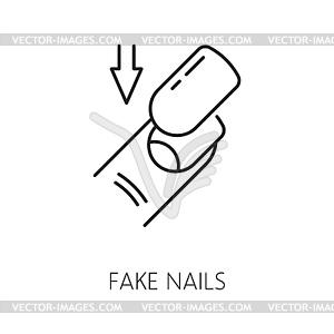 Fake nails icon for manicure service, hands care - vector clip art