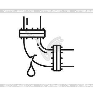 Plumbing service icon with broken sewage pipe - vector image