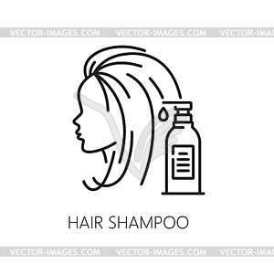 Hair care and shampoo treatment thin line icon - stock vector clipart