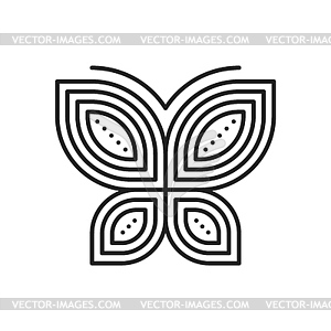 Abstract insect, butterfly graphic outline icon - vector image