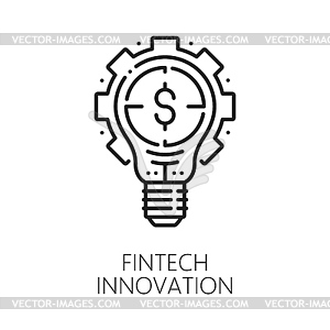 Финтех-инновация, значок тонкой линии идеи стартапа - клипарт в формате EPS