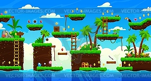 Arcade tropical island game level map interface - vector image