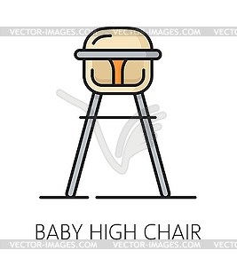Baby high chair, home interior furniture icon - vector image