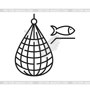 Fish trap box container outline icon - vector image