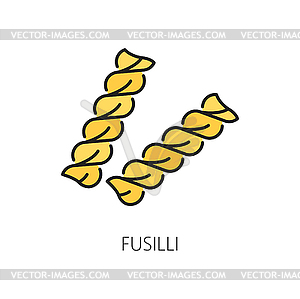 Italian cuisine food icon, homemade fusilli pasta - vector EPS clipart