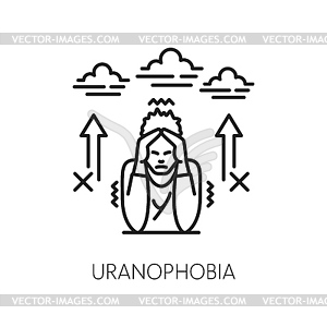 Уранофобия человека, символ психического здоровья - изображение в векторном формате