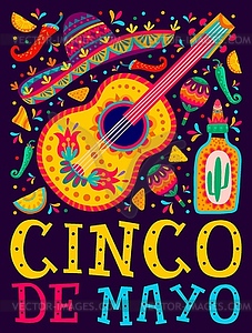 Cinco de Mayo mexican holiday poster or banner - vector clipart