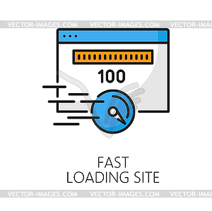 Быстрая загрузка сайта, значок сети доставки контента - изображение в векторе
