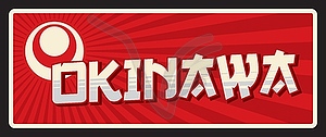 Okinawa, japanese prefecture travel plate - vector image