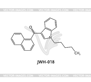 JWH-018 drug molecule formula, chemical structure - vector image