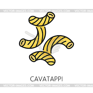 Cavatappi pasta, Italian cuisine food - vector image