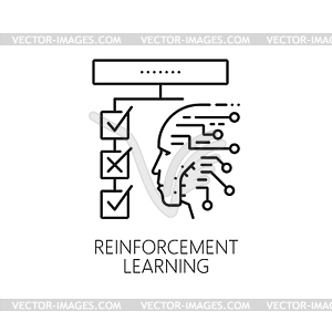 Машинное обучение с подкреплением, значок алгоритма искусственного интеллекта - векторизованное изображение клипарта