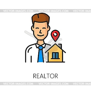 House mortgage, real estate realtor linear icon - vector clipart