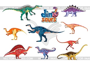 Набор милых мультяшных персонажей динозавров - векторный клипарт