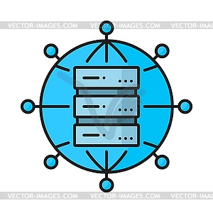 Цветной значок облака сервера баз данных и сети передачи данных - векторное изображение клипарта