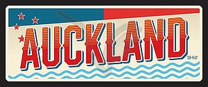 Auckland New Zealand travel card or plaque - vector clip art