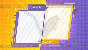 Before after template. background, frame - vector clipart