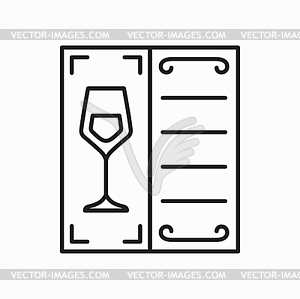 Wine tasting brochure, outline icon, bar card - vector clip art