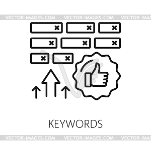 Keywords, SEM, search engine marketing icon - vector clipart