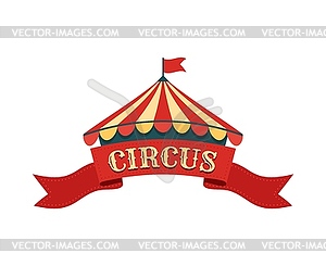 Retro tent circus sign with colorful marquee - vector image