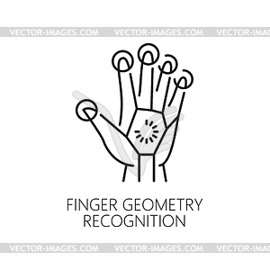 Finger geometry recognition outline icon - vector clipart