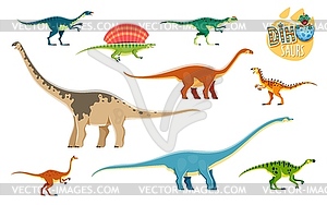 Cartoon dinosaurs, cute reptiles characters - vector image