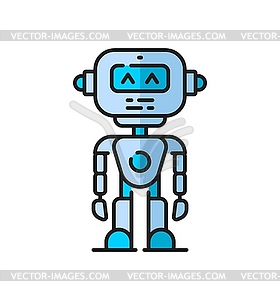 Robot cyborg line icon, cartoon robotic android - vector clipart