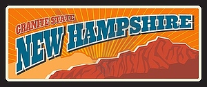 New Hampshire vintage travel plate, retro banner - vector clip art