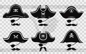 Pirate captain or sailor photo booth masks set - vector clip art