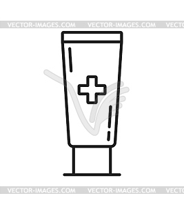 Pharmacy painkiller gel or cream line icon - vector clipart