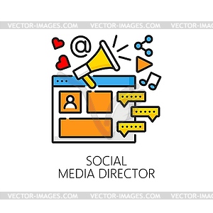 Web development, social media director line icon - vector clip art