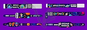 Space party paper bracelet entrance hand wristband - vector clipart / vector image