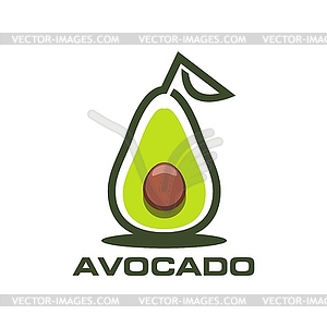 Avocado farm, juice and oil icon for food products - vector image