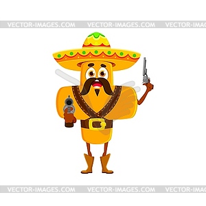 Cartoon cowboy and robber math plus sign with guns - vector clipart