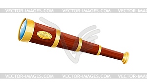 Cartoon spyglass, nautical pirate telescope - vector clipart