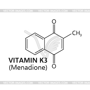 Vitamin k3 or menadione molecular formula - vector image