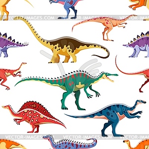 Cartoon dinosaurs cute characters seamless pattern - vector image