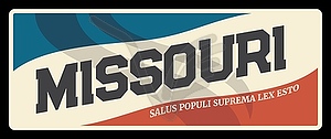 Missouri old sign, USA vintage travel plate - vector clipart