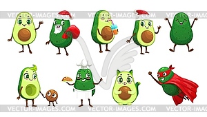 Мультяшные мексиканские персонажи из авокадо, фрукты - клипарт в векторе / векторное изображение