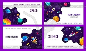 Целевые страницы Galaxy space, ракеты и планеты - стоковый клипарт