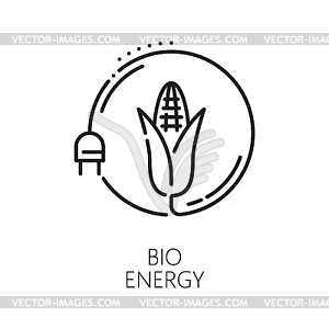 Eco power, green bio energy thin line icon - vector clip art