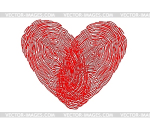 Fingerprint heart for love, wedding and Valentine - vector image