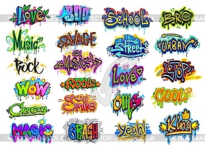 Graffiti street art and urban style wall writings - vector image