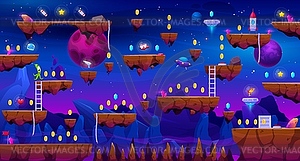 Карта уровней аркадной игры galaxy space planet, НЛО - изображение в формате EPS