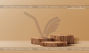 Круглые деревянные подиумы и пустые сцены 3d-макет - векторный дизайн