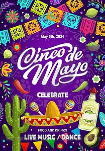 Cinco de mayo holiday flyer, Mexican fiesta banner - vector image