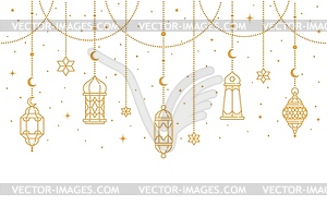 Ramadan Kareem and Eid Mubarak Arabian lanterns - vector EPS clipart