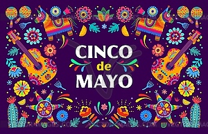 Cinco de mayo banner, cartoon festive card - vector clipart