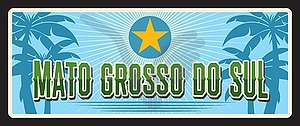 Mato Grosso Do Sul brazil retro travel plate - royalty-free vector clipart